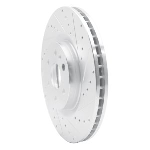 Cadillac SRX Brake Rotor (1) - Front Right - R1 Concepts - Drilled & Slotted - Silver - `10-`16